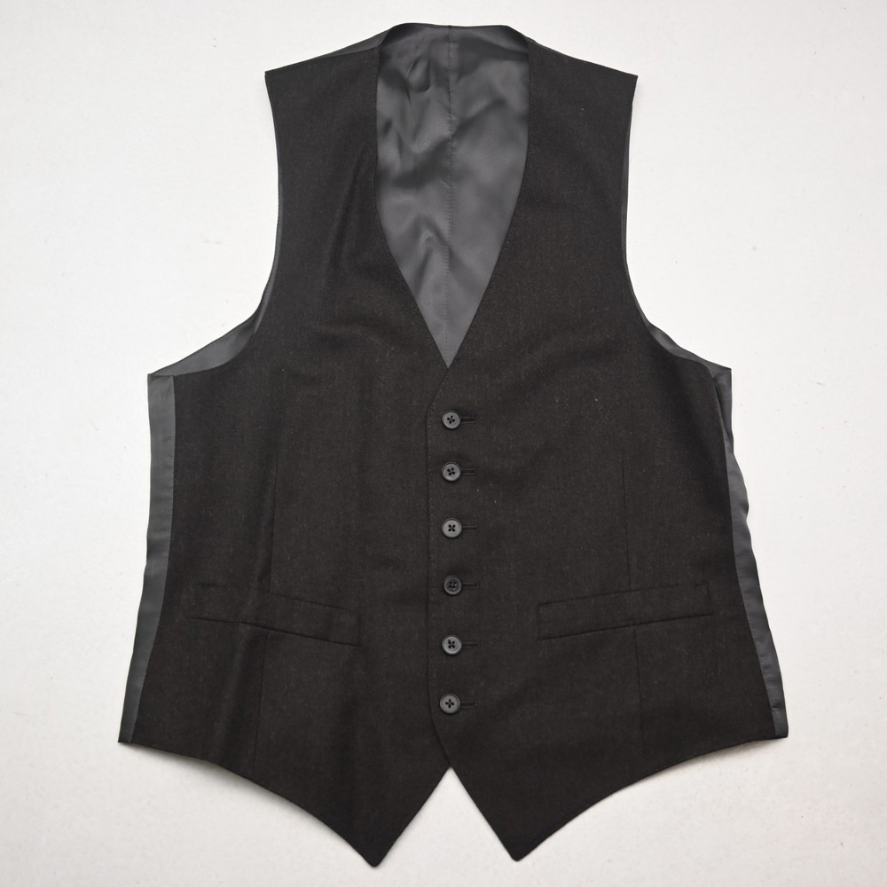 Vtg Christian Dior Small 38 Brown‎ Flannel Wool Button Front Waistcoat Vest